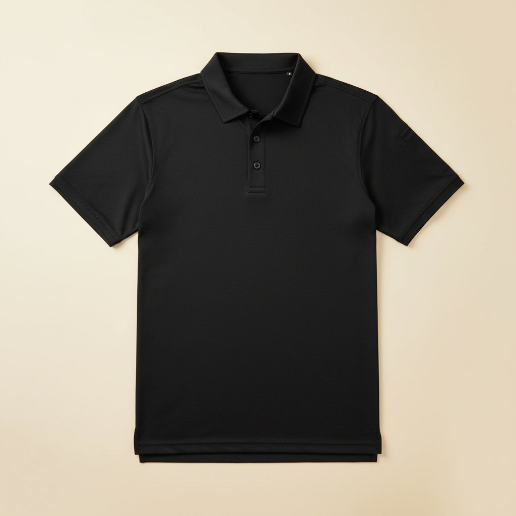 CRYSULLY Mens Polo Shirt Golf Performance Short Sleeve Moisture Wicking Athletic Collared Tennis T-Shirt Black 2XL