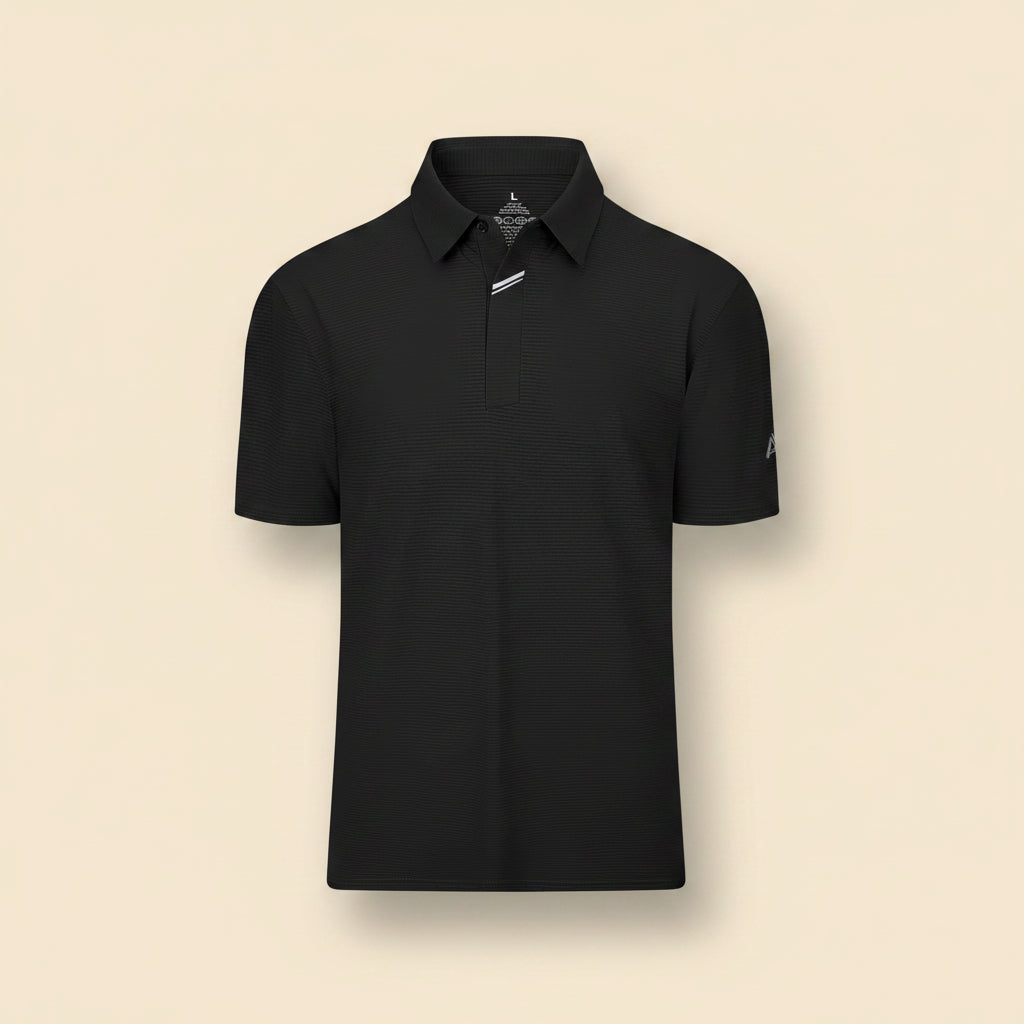 Mens Short Sleeve Polo Shirt Stretch Solid Performance Golf Shirts Moisture Wicking Athletic Casual Collared T-Shirt Black