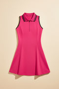 ATTRACO Exercise Dress Athletic Dresses for Women with Shorts Collared Tennis Dress for Women Sleeveless Rose X-Small