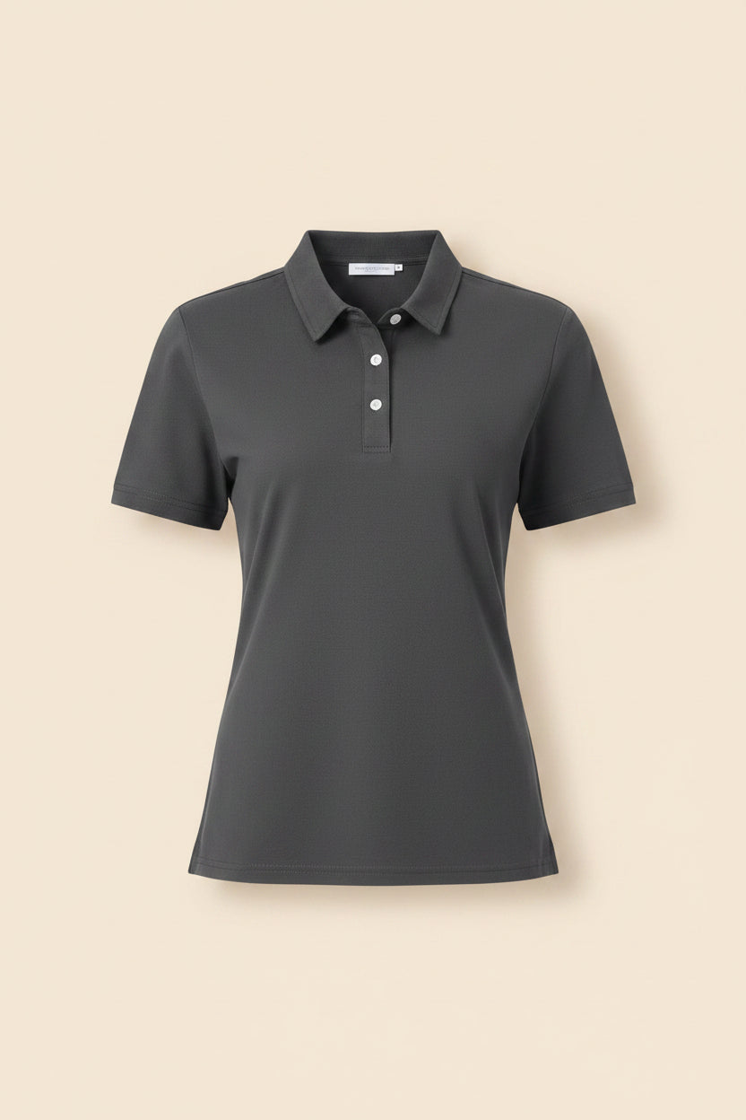 MAGCOMSEN Women Polo Shirts Short Sleeve Cotton 3 Buttons Collared Shirt Breathable Cool Casual Polo Shirts Dark Grey M