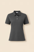 MAGCOMSEN Women Polo Shirts Short Sleeve Cotton 3 Buttons Collared Shirt Breathable Cool Casual Polo Shirts Dark Grey M