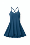 Heathyoga Womens Tennis Dress with Built in Shorts and Bra Athletic Dress for Women Workout Dress with Pockets for Golf Indigo