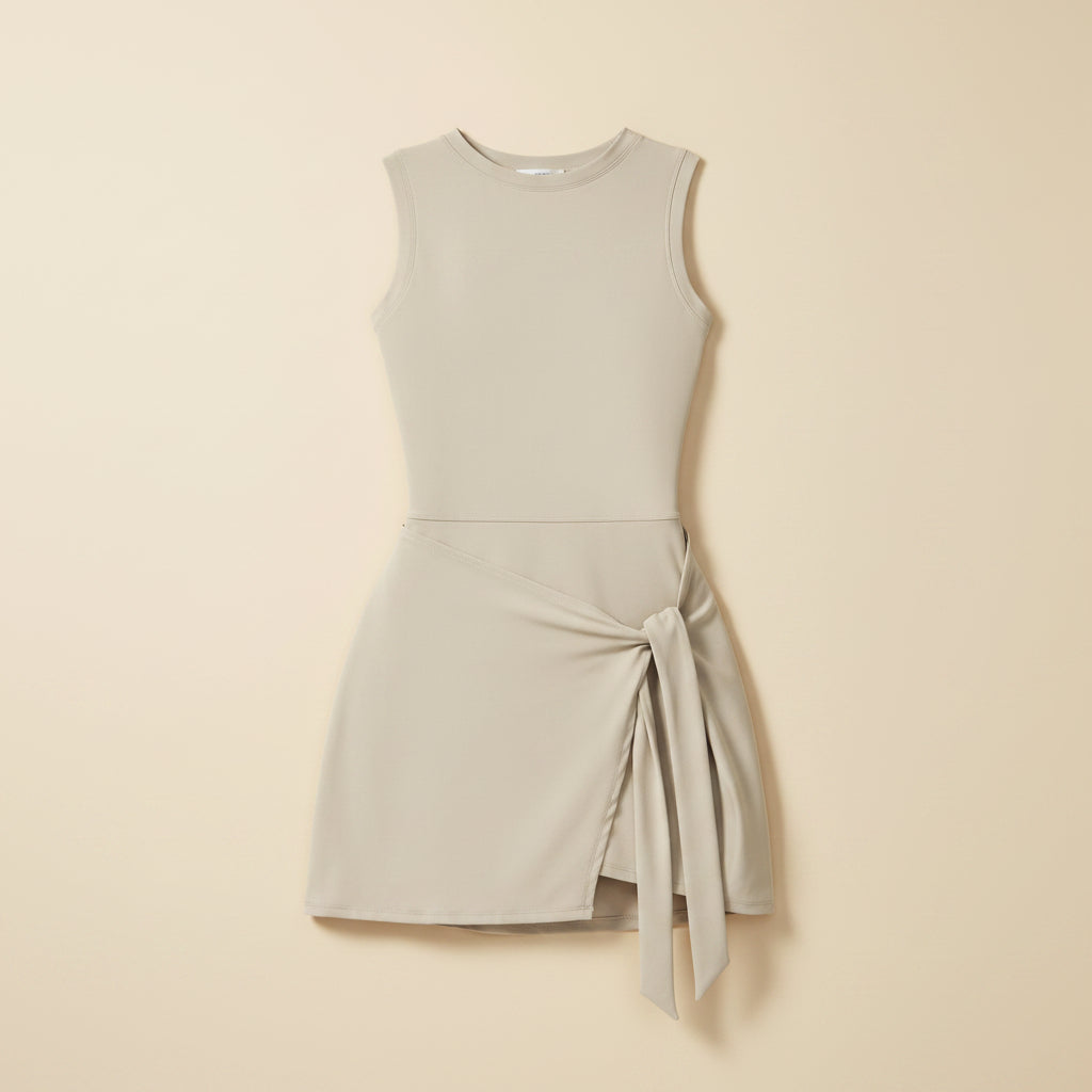 Tennis Dress for Women Athletic Dress with Built in Shorts Sleeveless Side Slit Golf Dress Workout Backless Dresses Apricot L