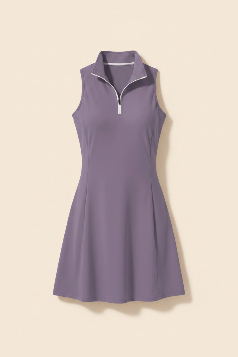 Tennis Dress for Women Tennis Golf Dresses with Built in Shorts and Pockets for Sleeveless Workout Athletic Dresses Gray Purple