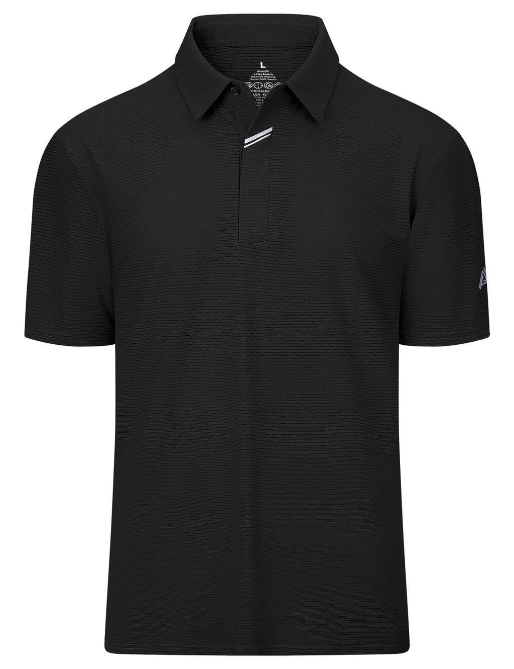 Mens Short Sleeve Polo Shirt Stretch Solid Performance Golf Shirts Moisture Wicking Athletic Casual Collared T-Shirt Black