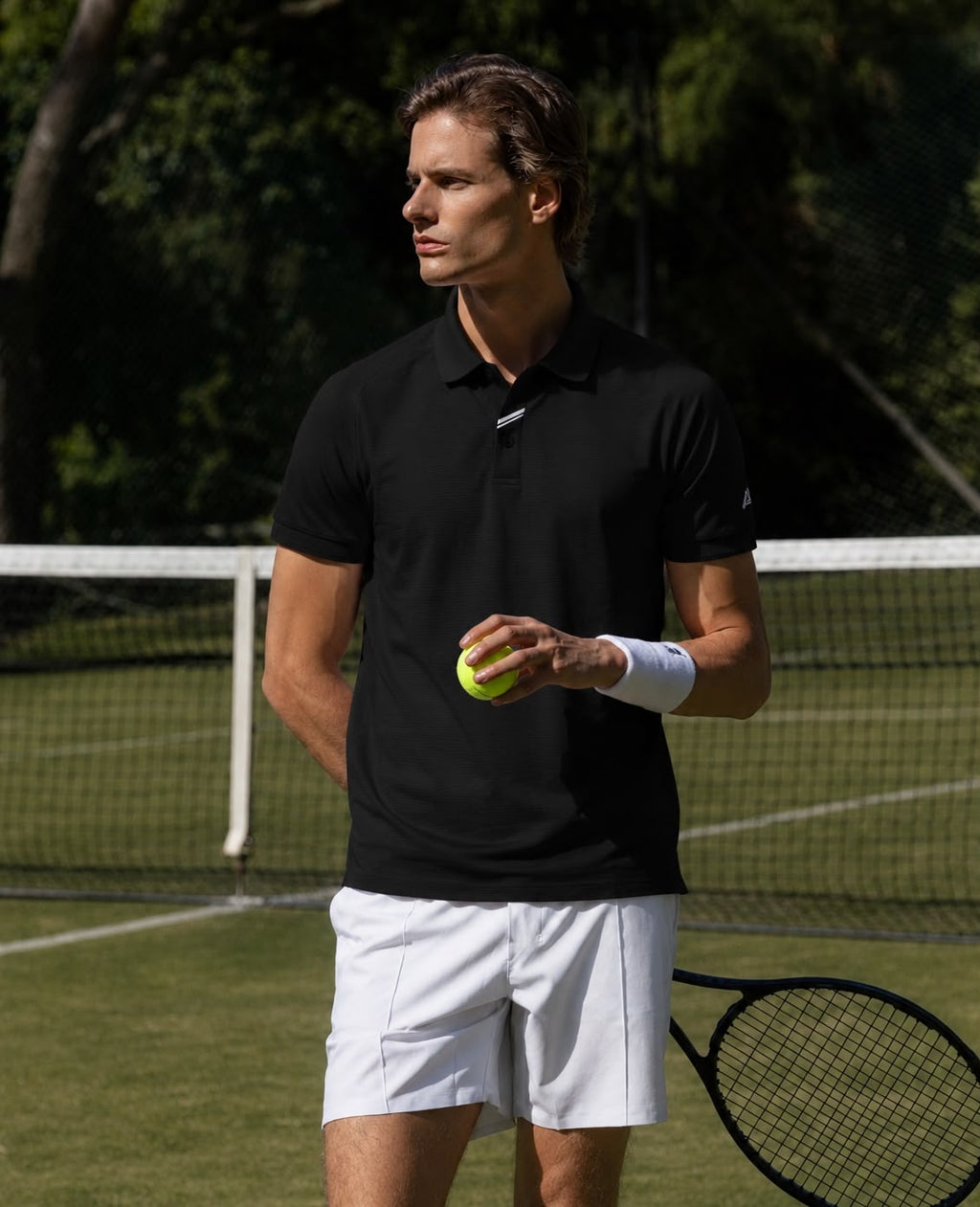 Mens Short Sleeve Polo Shirt Stretch Solid Performance Golf Shirts Moisture Wicking Athletic Casual Collared T-Shirt Black