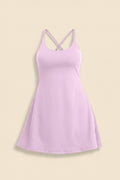 Womens Tennis Dress Workout Dress with Built-in Bra & Shorts Pockets Exercise Dress for Golf Athletic Dresses for Women Light Purple