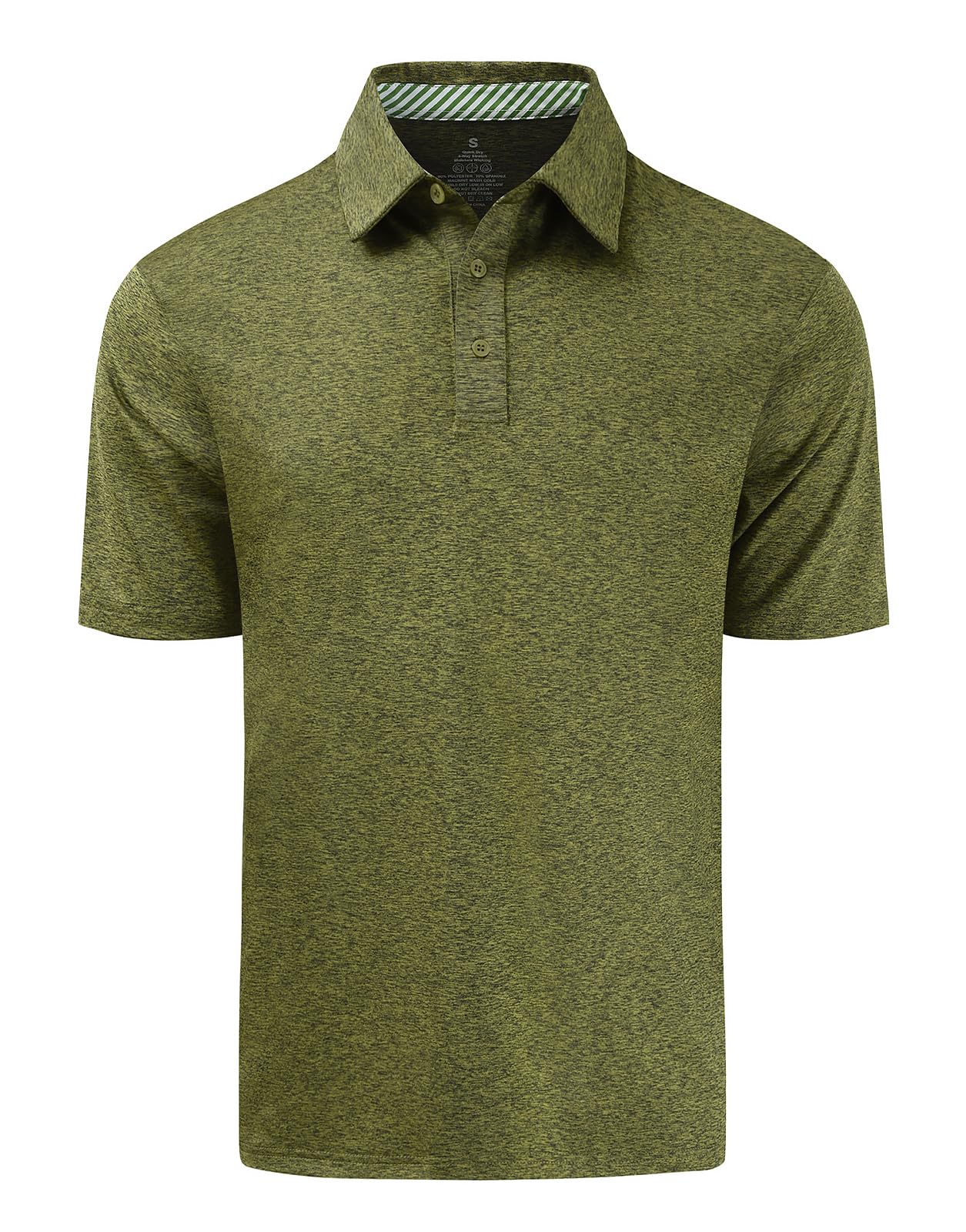 Fabugi Mens Quick Dry Golf Polo Shirt Moisture Wicking Performance Short Sleeve Athletic Golf Shirts for Men Green Large