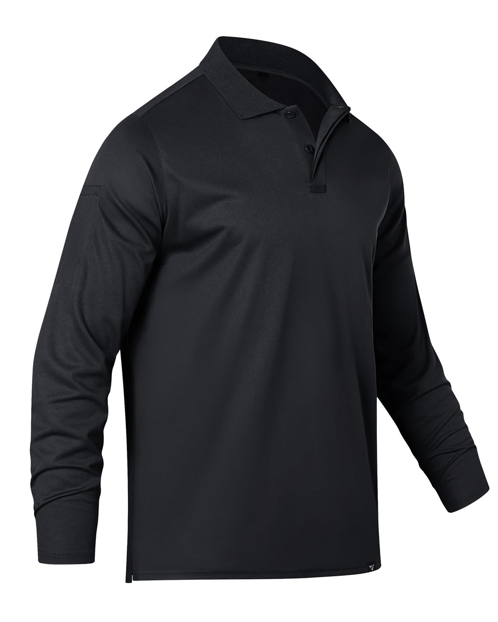 FUXERT Mens Long Sleeve Polo Shirt Athletic Golf Polo Shirts for Men Quick-Dry Performance Casual Collared Shirts(BK L) Black