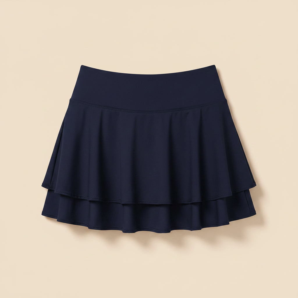 EARKOHA Women Tennis Skort Athletic Golf Skirt High Waisted Layered Running Skirt Built-in Shorts with 2 Pockets Navy Blue XS