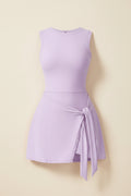 ABOCIW Athletic Dress for Women Tennis Dress with Built in Shorts Sleeveless Workout Athletic Rompers Short Jumpsuits Lavender Violet X-Large