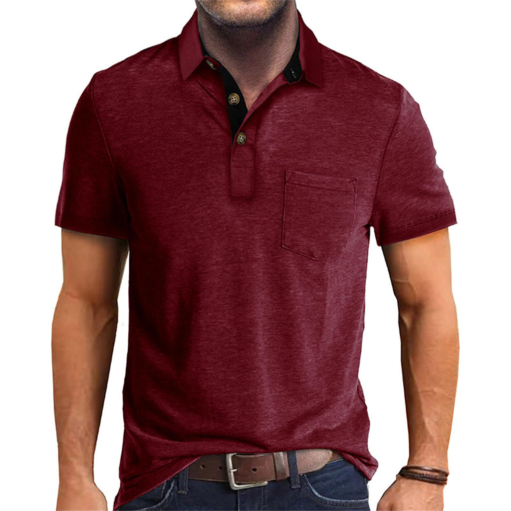 SEGANUP Men’s Athletic Polo Shirts Short Sleeve Cotton Button Collared Shirt Moisture Wicking Golf Polo Tee Shirt with Pocket
