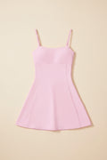ABOCIW Athletic Dress for Women Spaghetti Strap Backless Side Slit Tennis Dress Square Neck Exercise Workout Golf Active Dress Pink XS