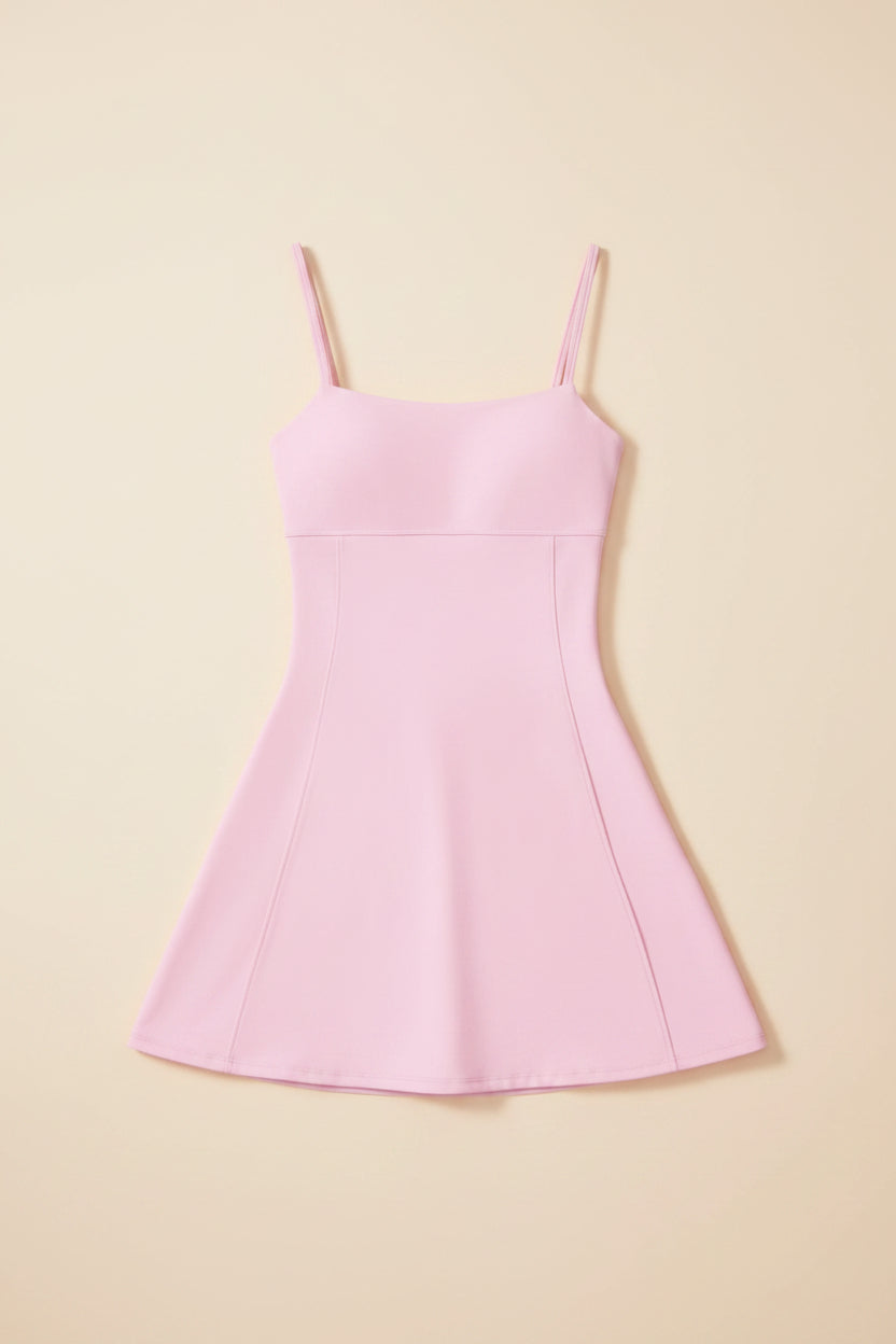ABOCIW Athletic Dress for Women Spaghetti Strap Backless Side Slit Tennis Dress Square Neck Exercise Workout Golf Active Dress Pink XS